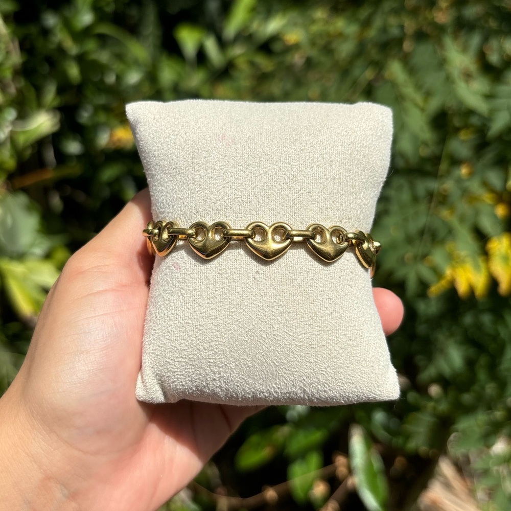 18K Gold Plated Stainless Steel Heart Mariner Chain Bracelet